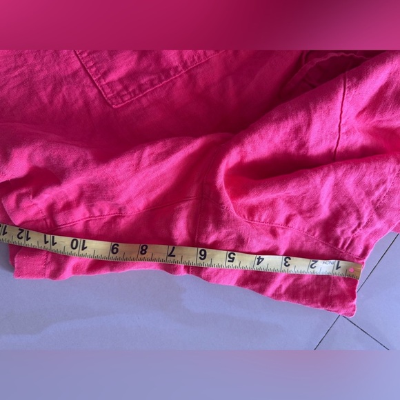 Lands and Hot Pink 2-Piece Shorts M 10-12 Set long sleeve shirt L(14-16) Linen - Picture 8 of 16